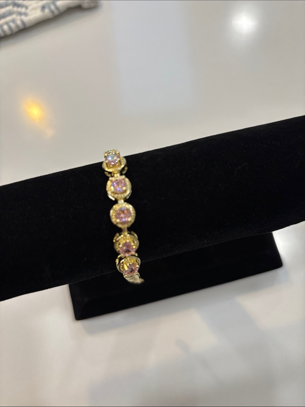 Gold bezel tennis Pink Stones